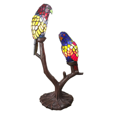 Clayre&Eef Dekorační světlo 6017, dva papoušci, styl Tiffany Clayre & Eef
