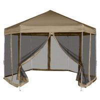 vidaXL Šestihranný pop-up stan s bočnicemi 3,6 x 3,1 m taupe 220 g/m²