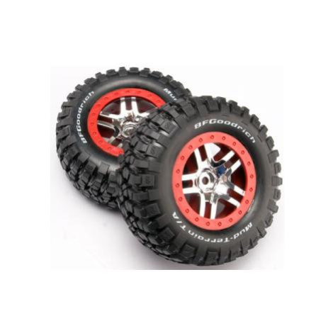 Traxxas kolo 2.2/3.0", disk SCT Split-Spoke stříbrný-červený, pneu KM2 (2)