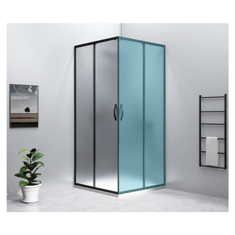 SIGMA SIMPLY BLACK sprchové dveře posuvné pro rohový vstup 900 mm, sklo Brick GS2490B GELCO