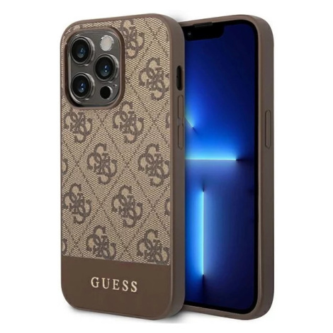 Kryt Guess GUHCP14XG4GLBR iPhone 14 Pro Max 6,7" brown hard case 4G Stripe Collection (GUHCP14XG