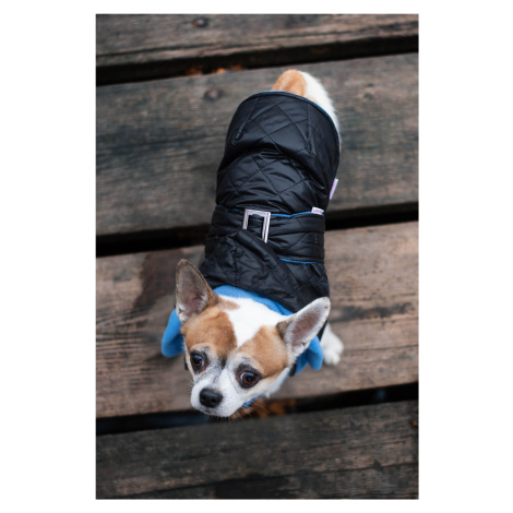 Vsepropejska Coldy bunda pro psa s kapucí Barva: Černo-modrá, Délka zad (cm): 30, Obvod hrudníku