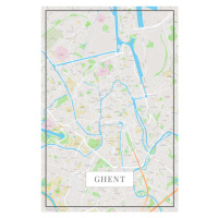 Mapa Ghent color, (26.7 x 40 cm)