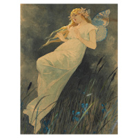 Obrazová reprodukce The Elf in the Iris Blossoms (Vintage Art Nouveau) - Alfons Mucha, (30 x 40 