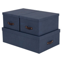 Sada 3 modrých úložných krabic Bigso Box of Sweden Inge