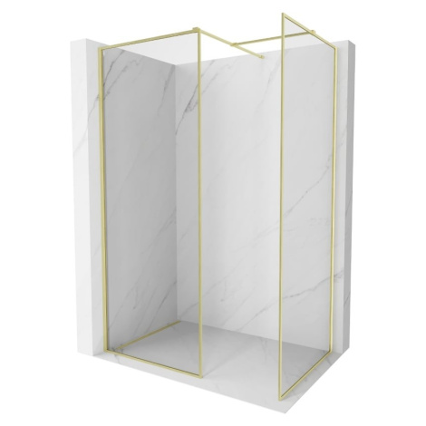 MEXEN/S Kioto-F Sprchová zástěna WALK-IN s rámem 160 x 90, transparent 8 mm, zlato kartáčovaná 8