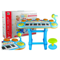 mamido Dětský keyboard s mikrofonem a stolečkem modrý