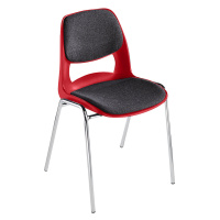 Skořepinová židle z polypropylenu, se šedým čalouněním, červená, bal.j. 2 ks