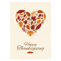 Ilustrace Thanksgiving card with autumn Leaves Heart., discan, 30 × 40 cm