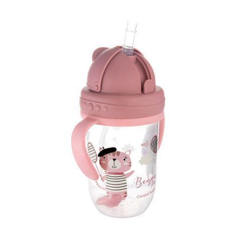 Canpol babies Nevylévací hrneček se slámkou a závažím BONJOUR PARIS 270ml červený