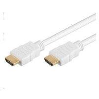 PremiumCord HDMI High Speed + Ethernet kabel, bílý, zlacené konektory, 5m