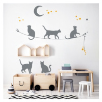 Yokodesign Nástěnná samolepka - stínové obrázky - kočky na laně barva kočky: lila, barva doplňky