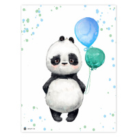 Obrázek - panda s balony do dětského pokoje
