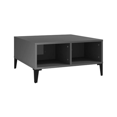 SHUMEE Konferenční stolek šedý vysoký lesk 60 × 60 × 30 cm dřevotříska, 805994