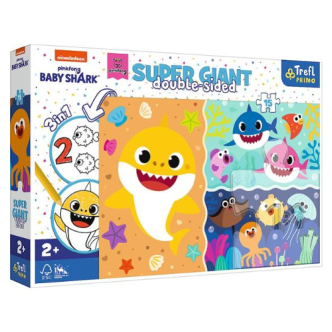 Trefl Oboustranné puzzle 15 ks SUPER GIANT 3v1 Baby Shark