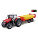 Bburago 10cm Farm tractor Messey Ferguson 8740S s přívěsem na balíky