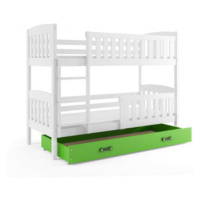 Dětská patrová postel KUBUS s úložným prostorem 90x200 cm - bílá Zelená