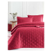 Tmavě červený přehoz přes postel se 2 povlaky na polštář z ranforce bavlny EnLora Home Fresh, 22