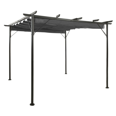 vidaXL Pergola se zatahovací střechou antracitová 3x3 m ocel 180 g/m²