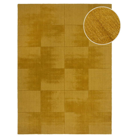 Okrově žlutý ručně tkaný vlněný koberec 120x170 cm Demi Check Ombre – Flair Rugs