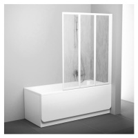 Ravak VS3 100 - bílá+rain, vanová skládací třídílná zástěna 100 cm, bílý rám, plastová výplň rai