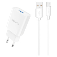 Dudao A4EU USB-A 2,1A síťová nabíječka - bílá + kabel USB-A - micro USB