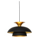 Moderní kulatá závěsná lampa černá se zlatou třívrstvou - Titus