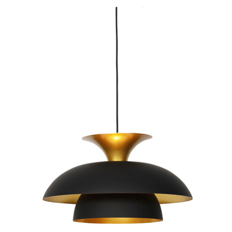 Moderní kulatá závěsná lampa černá se zlatou třívrstvou - Titus QAZQA