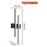 Telefunken LED venkovní nástěnné Graz přímé 2 zdroje černá