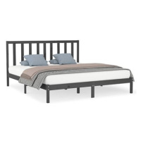 Rám postele šedý masivní dřevo 180 × 200 cm Super King, 3106785