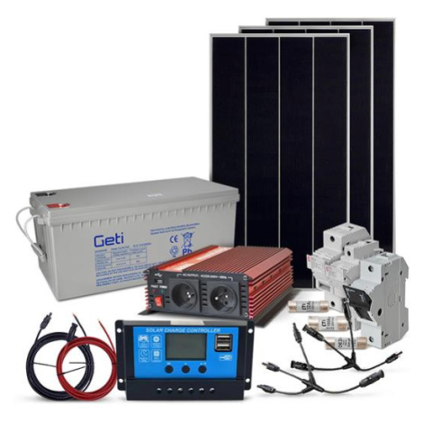 Solární sestava ostrovní SOLARFAM 510Wp, 12V, baterie 200Ah, měnič 230VAC 1000W, celočerný