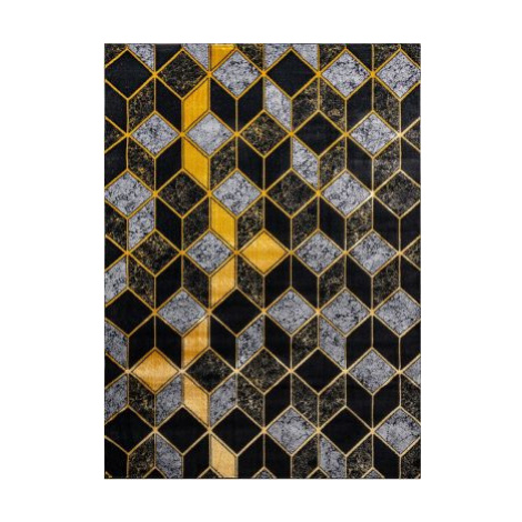 Kusový koberec Gloss 400B 86 3D geometric black/gold FOR LIVING