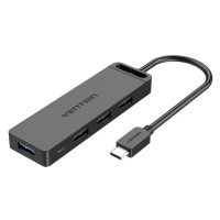 Adapter Vention USB 3.0 4-Port Hub with USB-C and USB 3.0 with Power Adapter TGKBB 0.15m, Black