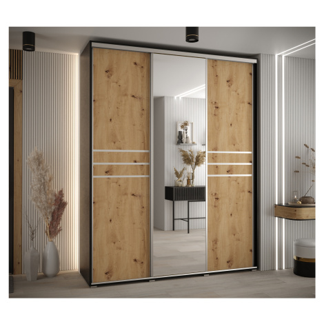 Šatní skříň Cannes 11 - hloubka 60 cm Barva korpusu: Dub - Artisan, Rozměry: 130 cm, Dveře: Čern