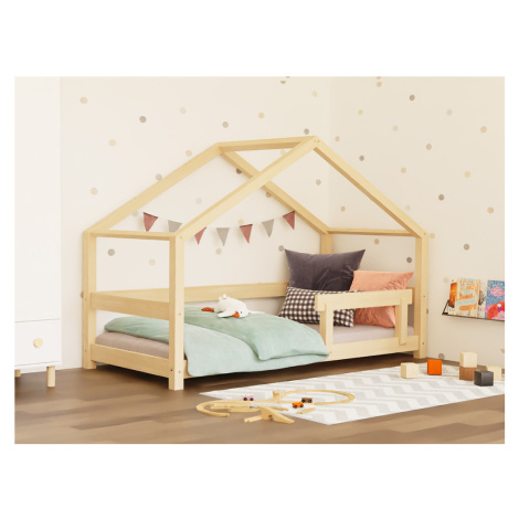 Benlemi Dětská postel domeček LUCKY se zábranou Zvolte barvu: Béžová, Zvolte rozměr: 80x180 cm, 