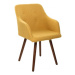 Estila Retro žlutá židle Scandinavia s dřevěnými nohami 85cm