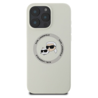 Zadní kryt Karl Lagerfeld Liquid Silicone K&CH Heads MagSafe pro Apple iPhone 16 Pro Max, beige