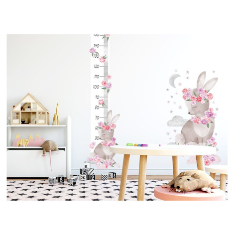 Pastelowe Love Nálepka na zeď - dětský metr králíček barva: růžová