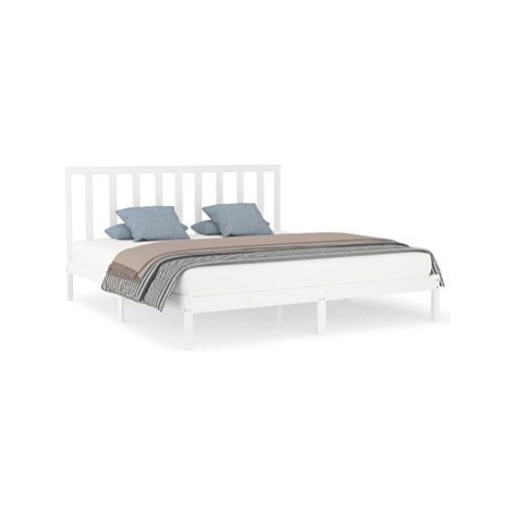 Rám postele bílý masivní dřevo 200 × 200 cm, 3106789 SHUMEE
