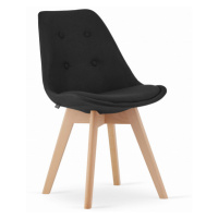 Jídelní židle NORI černá s knoflíky (hnědé nohy)