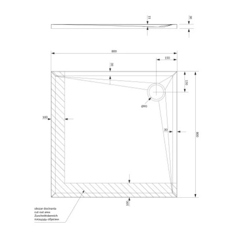 OMNIRES STONE čtvercová sprchová vanička s kamennou strukturou, 80 x 80 cm bílá mat /BM/ STONE80