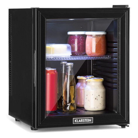 Klarstein Brooklyn 30, mini lednice, 30 l, energetická třída E, skleněné dveře, LED, police, stř