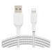 Belkin BOOST Charge Braided Lightning/USB-A odolný kabel, 15cm, bílý