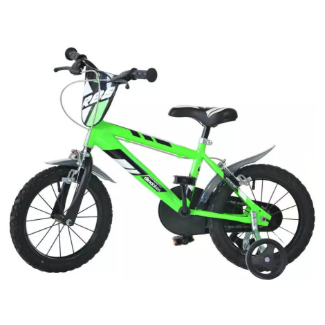 ACRA Dětské kolo Dino Bikes 414U zelené chlapecké 14&quot; balanční kolečka Playmates