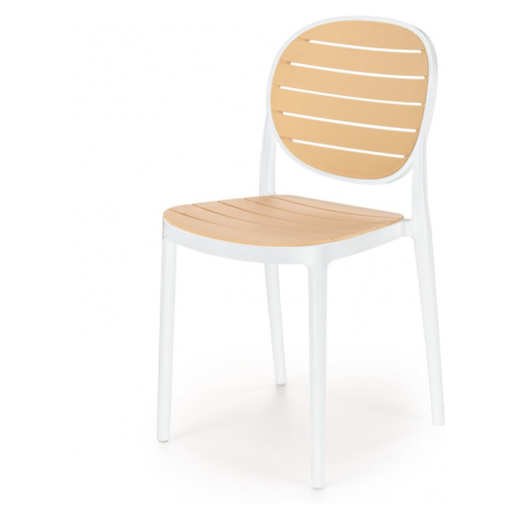 Jídelní židle SABO — plast, bílá / přírodní