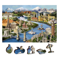 Dřevěné puzzle Světové památky 2 v 1, 150 dílků EKO