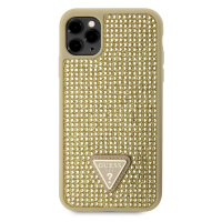 Zadní kryt Guess Rhinestones Triangle Metal Logo pro Apple iPhone 11 Pro, zlatá