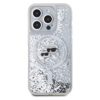 Zadní kryt Karl Lagerfeld Liquid Glitter Karl and Choupette Heads MagSafe pro Apple iPhone 15 Pr