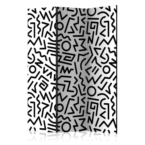 Paraván Black and White Maze Dekorhome 225x172 cm (5-dílný)