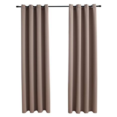 vidaXL Zatemňovací závěsy s kovovými kroužky 2 ks taupe 140 x 175 cm
